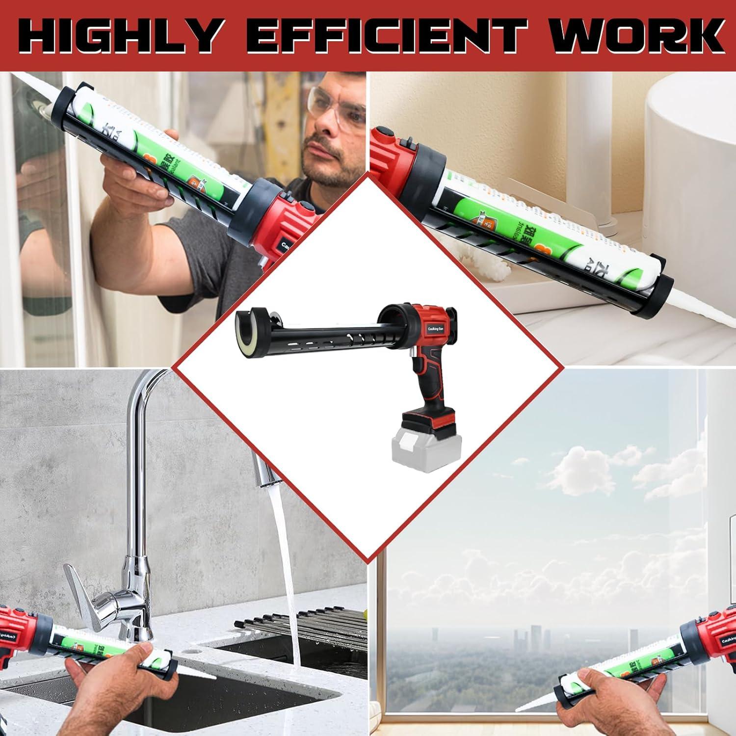 Pistola de Calafateo Inalámbrica HLiePiHa 20V 10oz con Luz LED