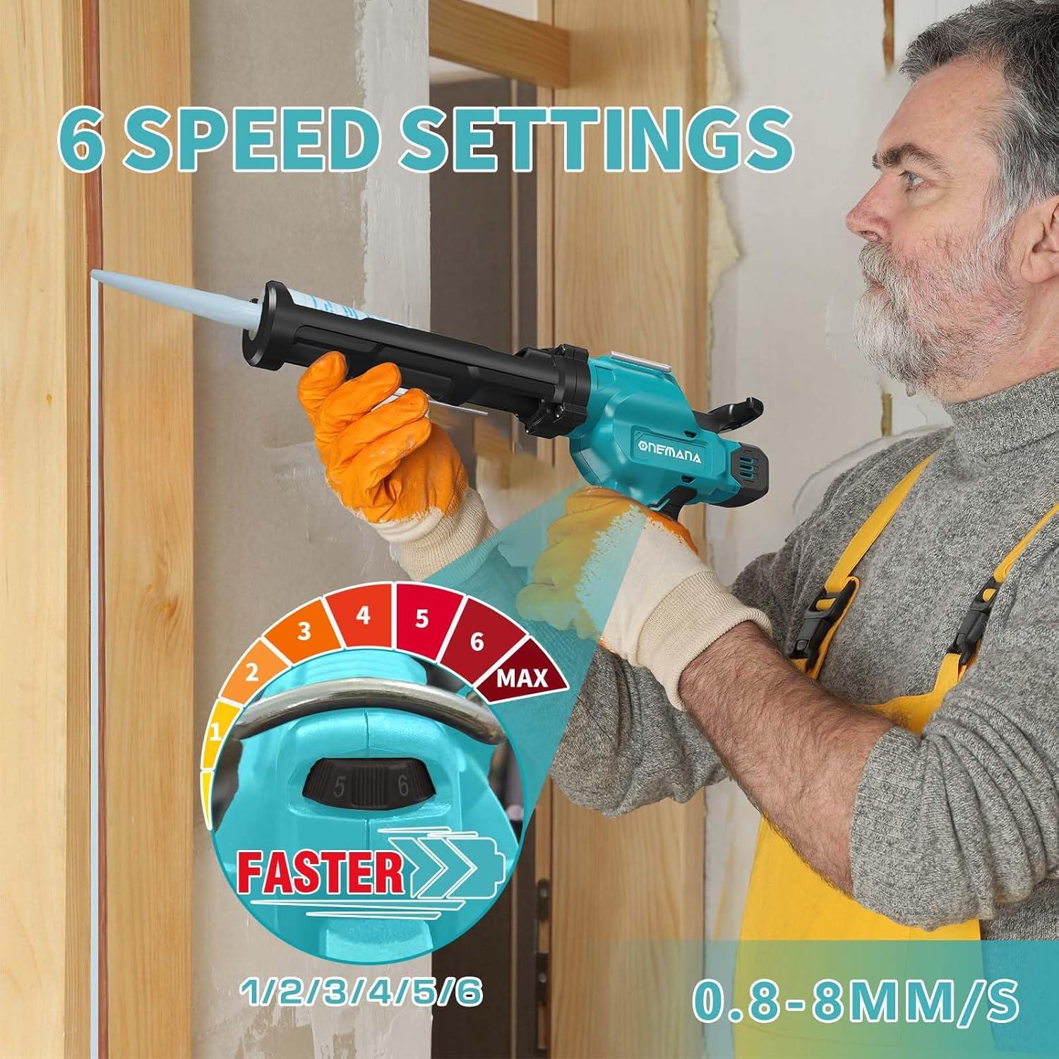 Pistola de Silicona ONEMANA 20V 300ml 6 Velocidades LED