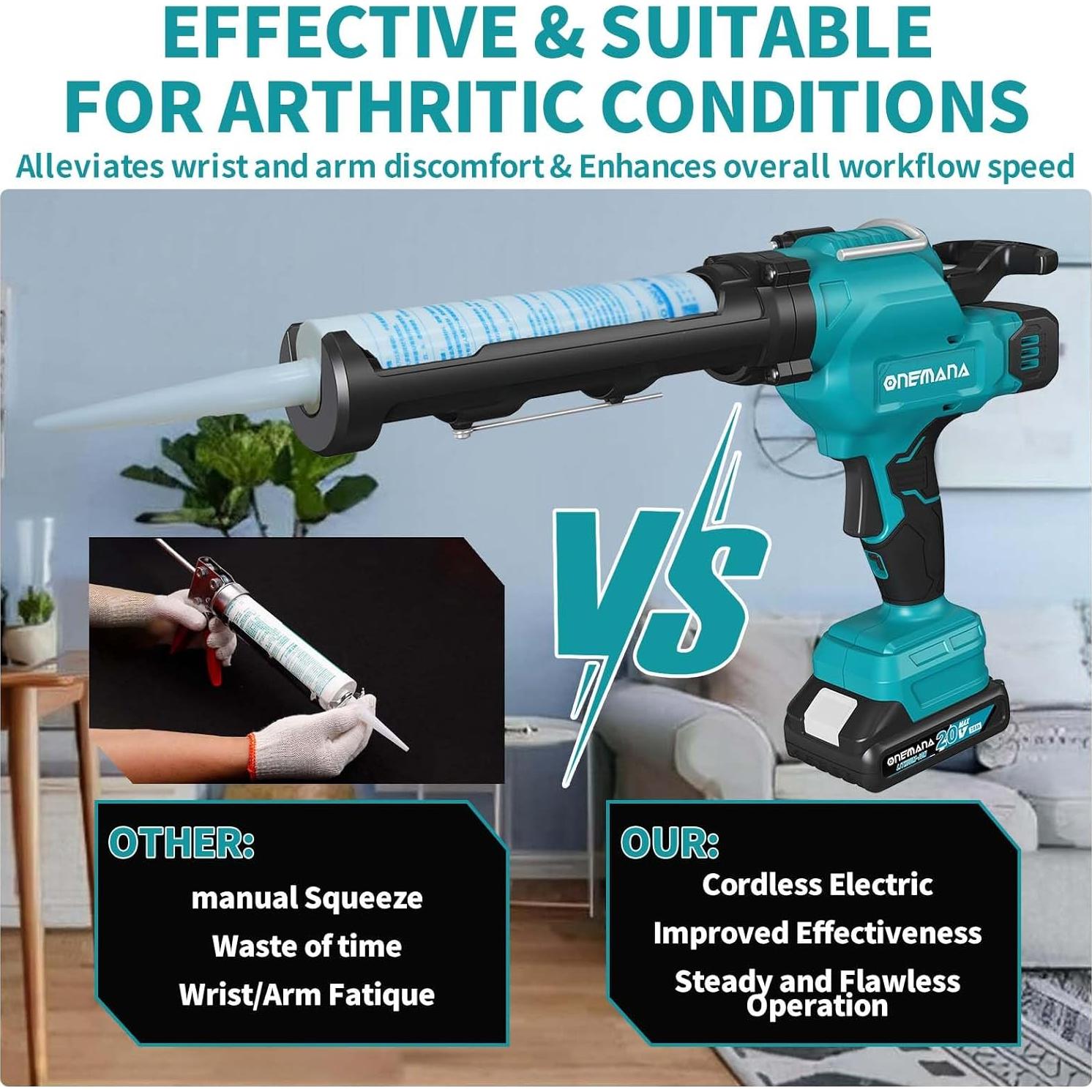 Pistola de Silicona ONEMANA 20V 300ml 6 Velocidades LED