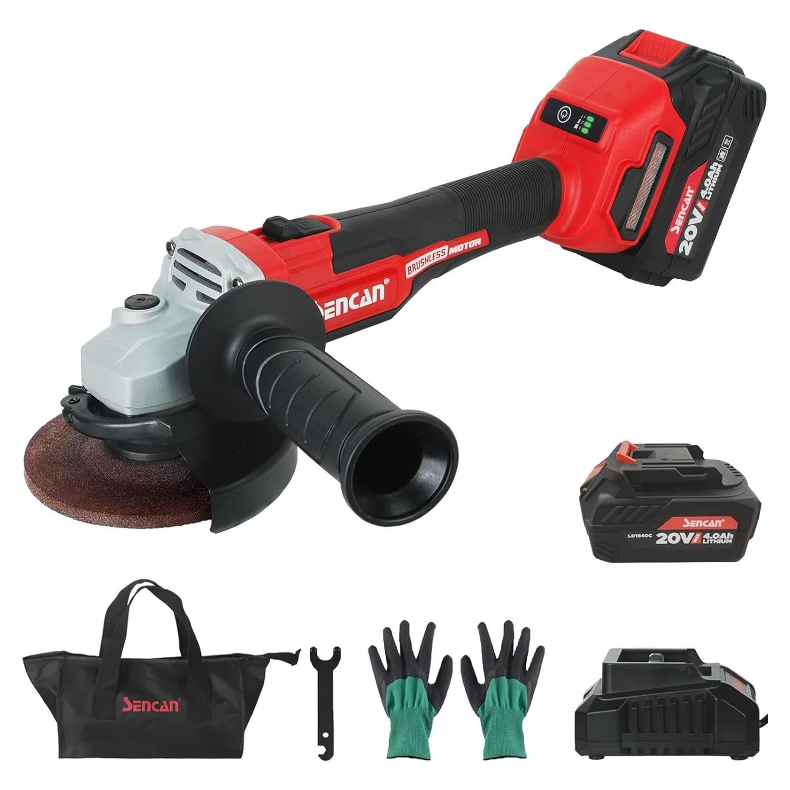 Amoladora Angular Inalámbrica SENCAN 20V 4.0Ah 9500 RPM