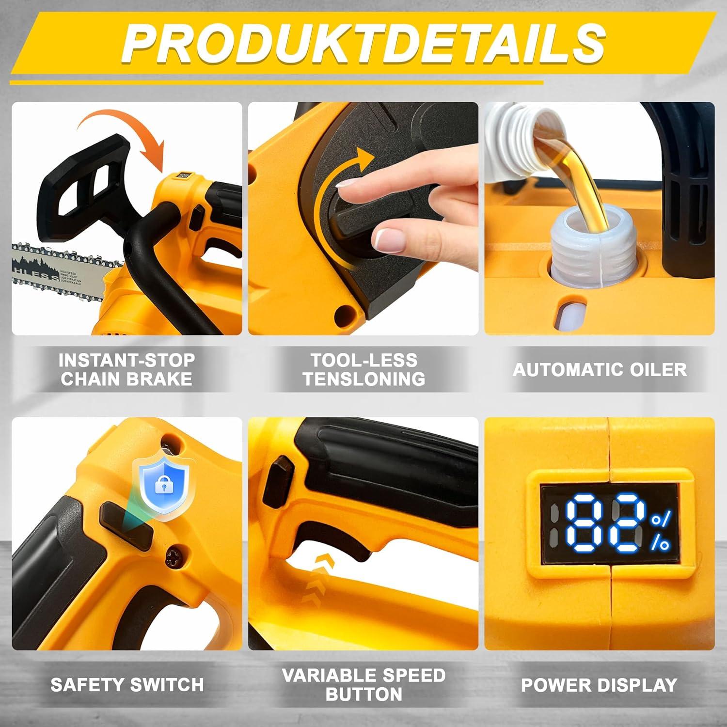 Sierra de Cadena Eléctrica Inalámbrica L1NXIXI 30,48 cm 2 Baterías