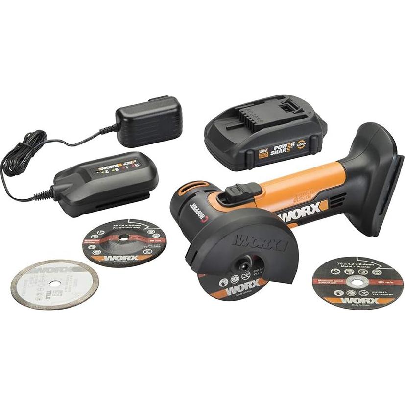 Cortadora Mini Worx WX801L 20V 3" con Discos de Corte