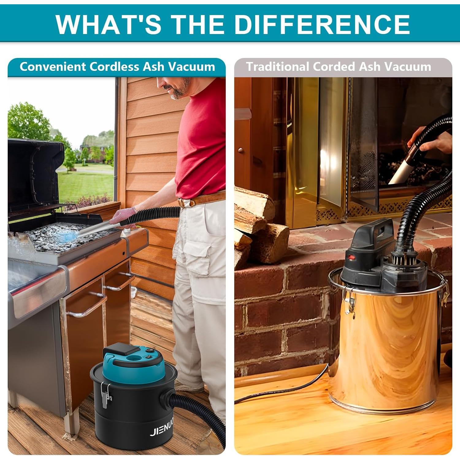 Aspiradora de Cenizas Inalámbrica JIENUO 4 Galones HEPA