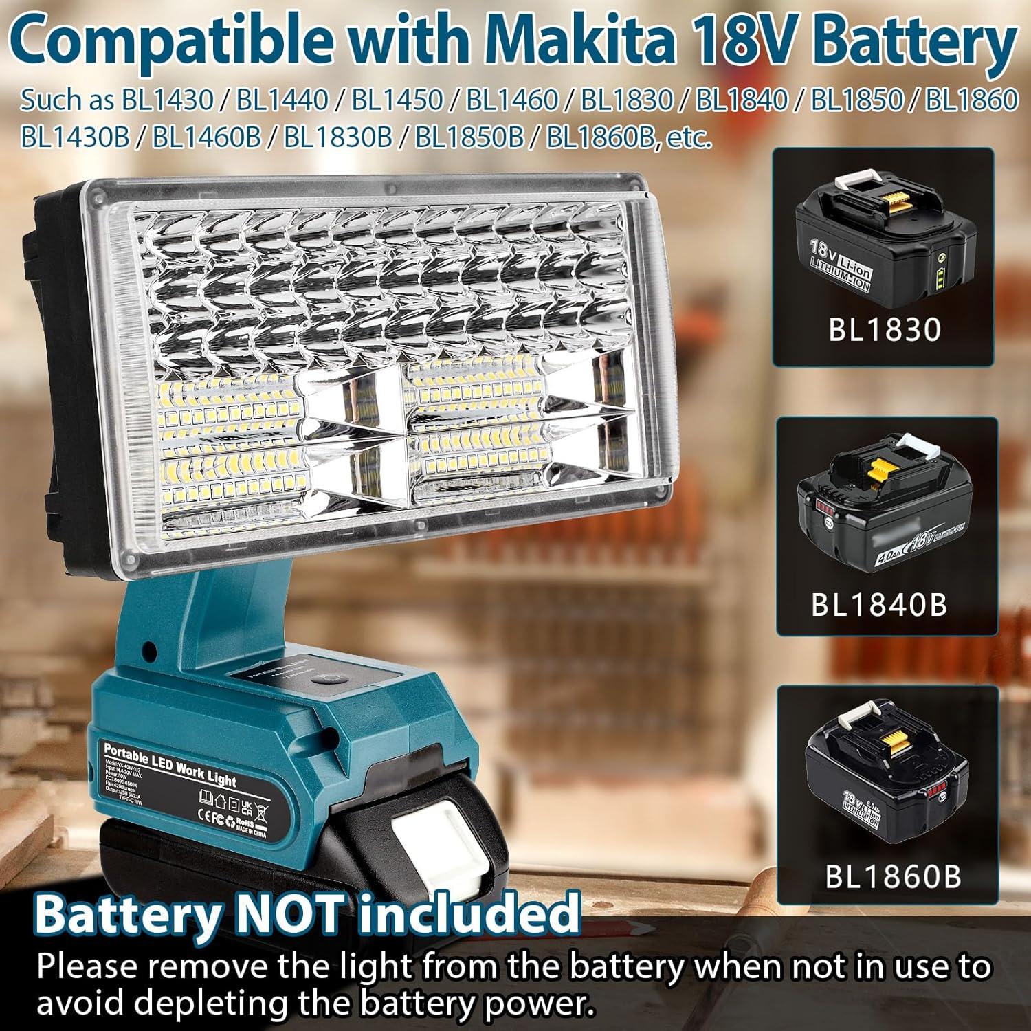 Luz de Trabajo LED Inalámbrica GRVODFRTA 50W 4200LM Makita 18V
