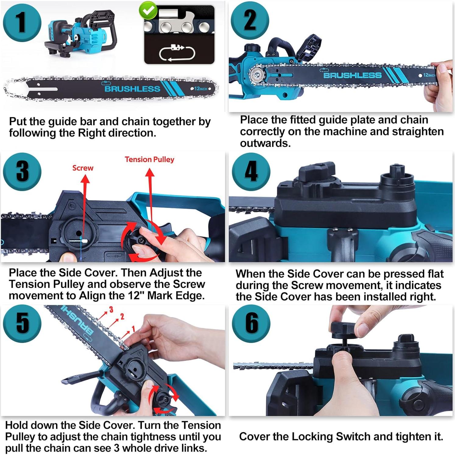 Motosierra TAIRDA 1000W 30,48 cm sin cable para poda