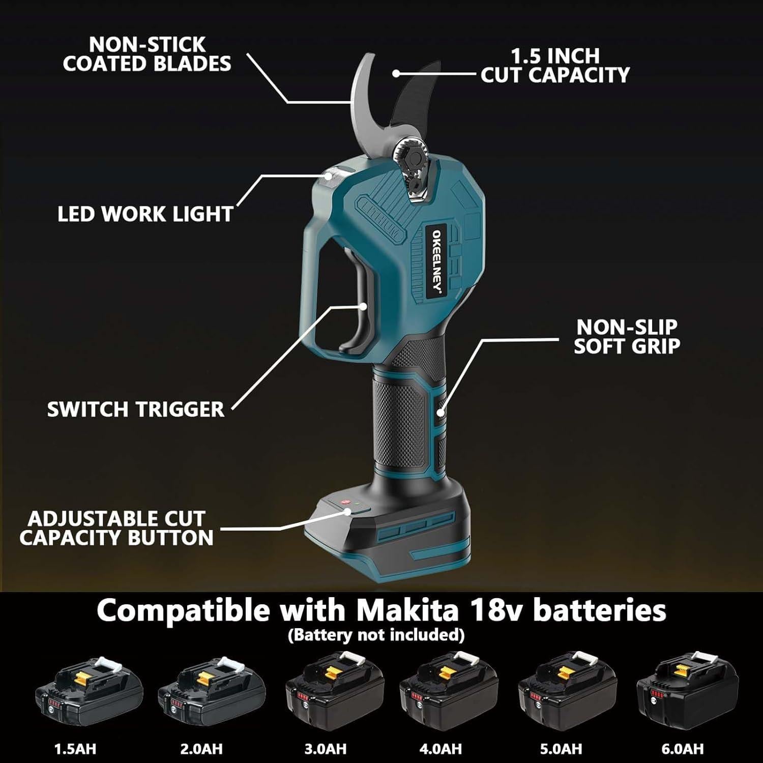 Tijeras de podar eléctricas Okeelney 18V para Makita