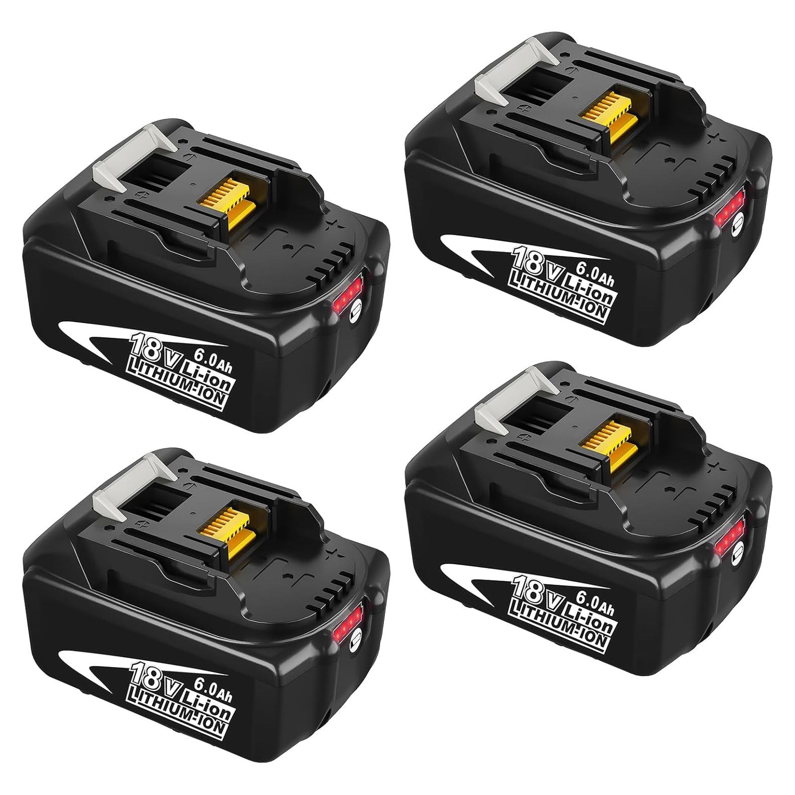 Paquete de 4 Baterías Zuyitoku 18V 6.0Ah Litio Compatible Makita