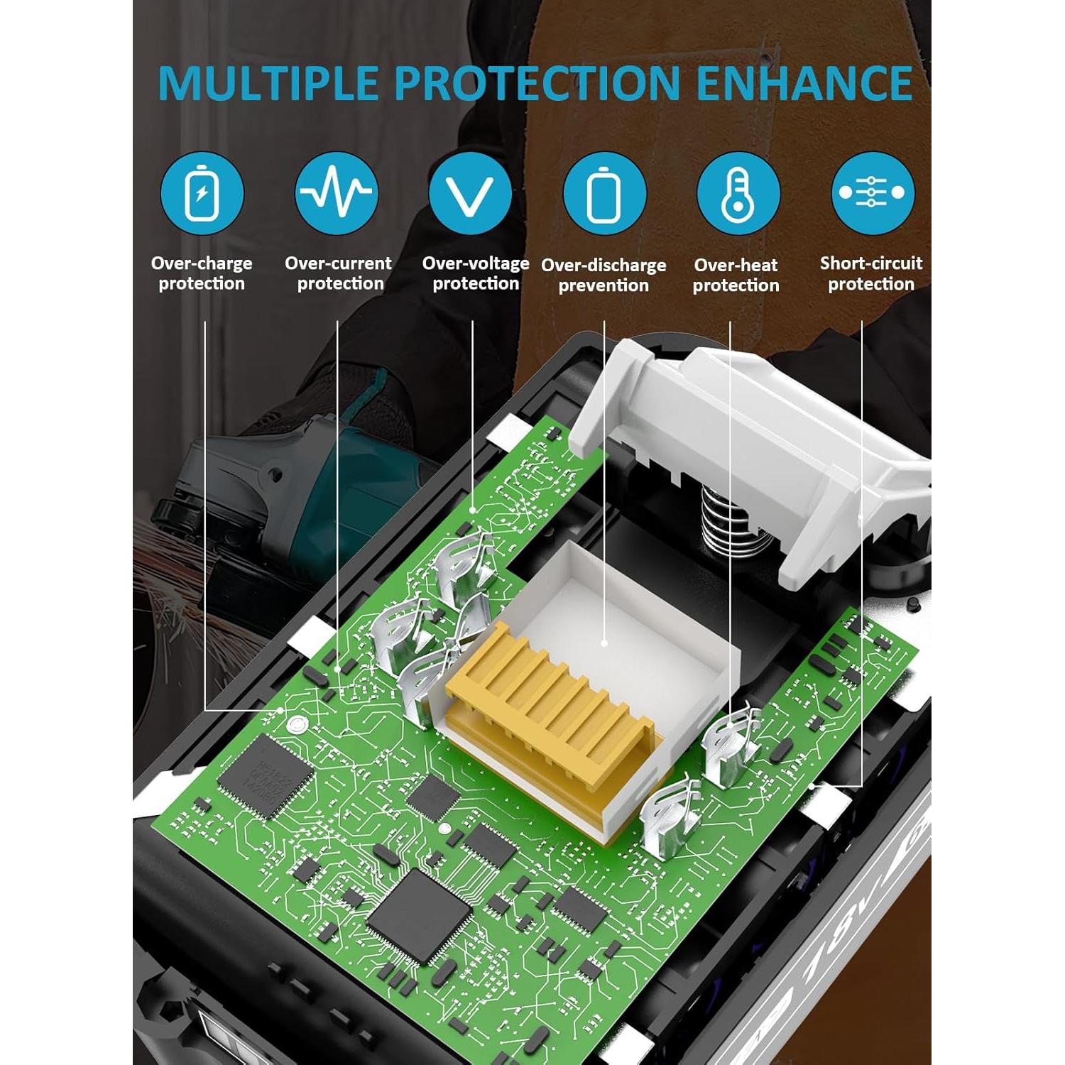 Paquete de 4 Baterías Zuyitoku 18V 6.0Ah Litio Compatible Makita