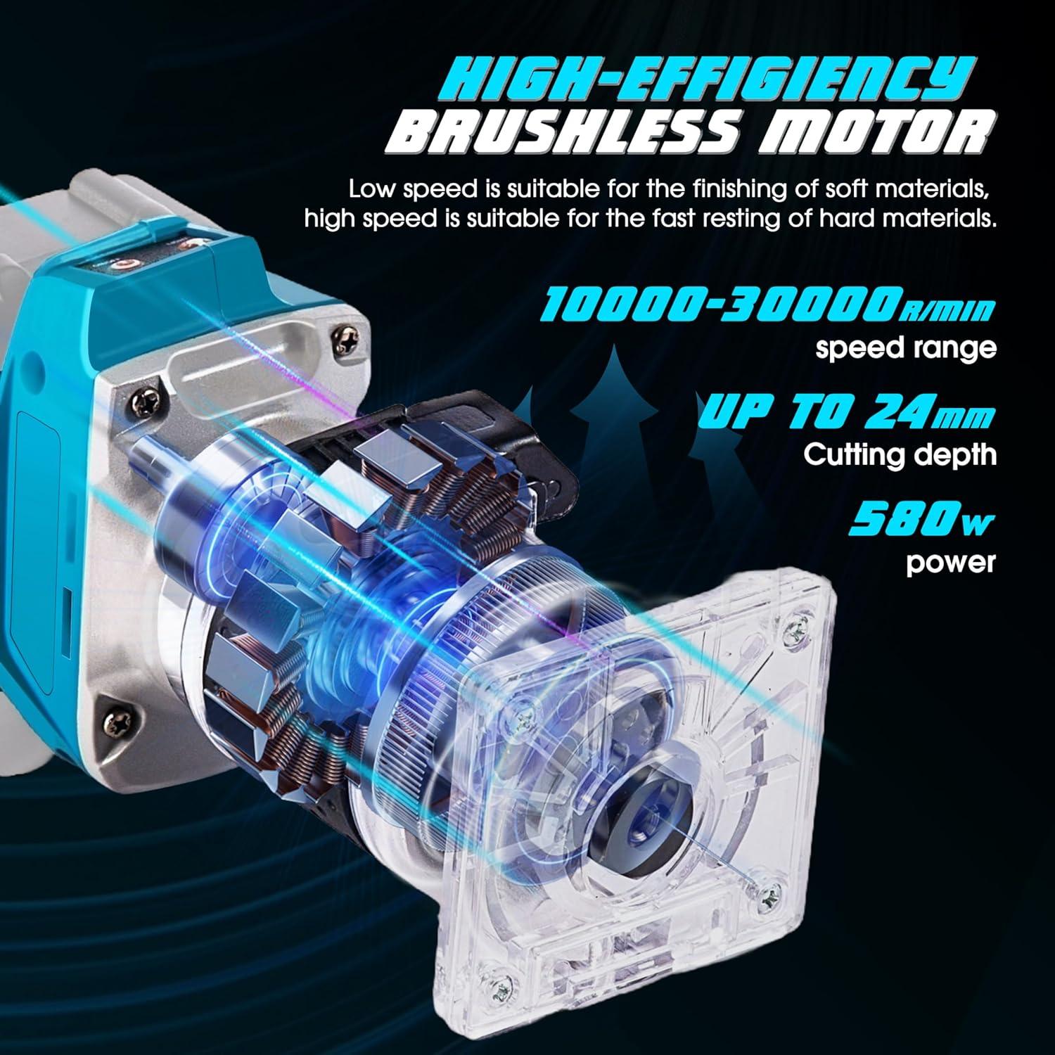 Fresadora Compacta Inalámbrica Aoikoy 580W 5 Velocidades Azul