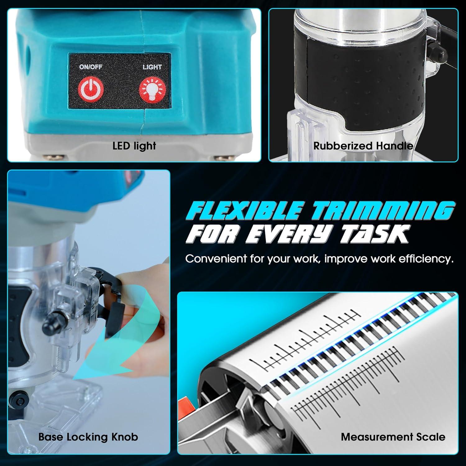 Fresadora Compacta Inalámbrica Aoikoy 580W 5 Velocidades Azul