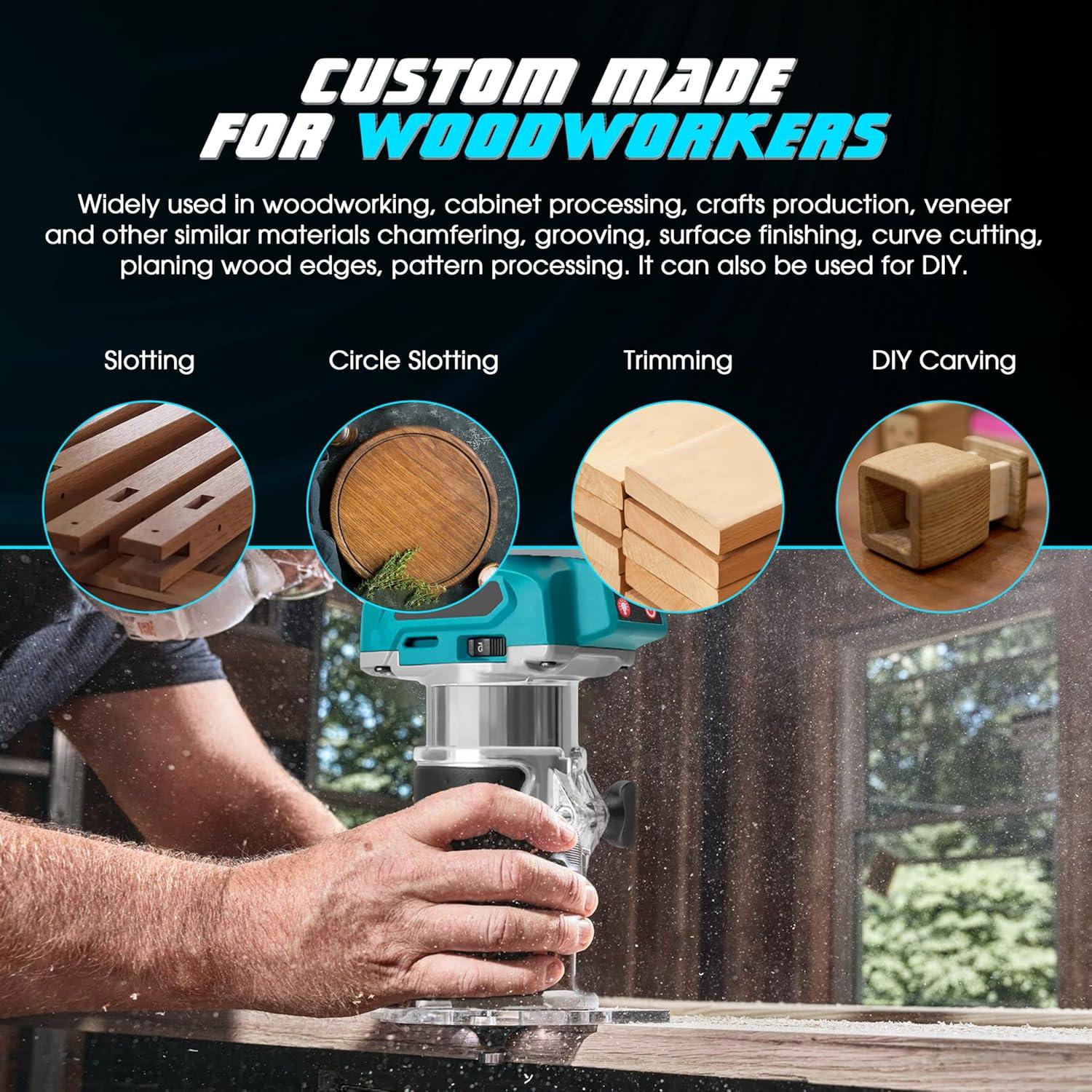 Fresadora Compacta Inalámbrica Aoikoy 580W 5 Velocidades Azul