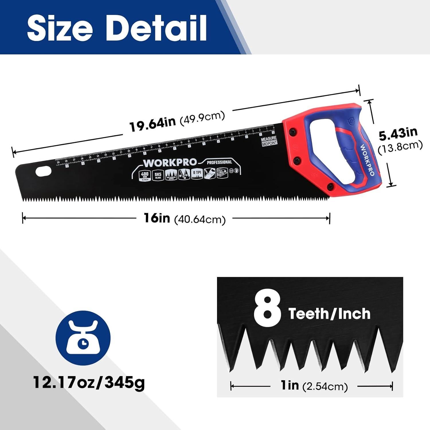 Sierra Manual WORKPRO 40.64 cm Antioxidante con Mango Ergonómico