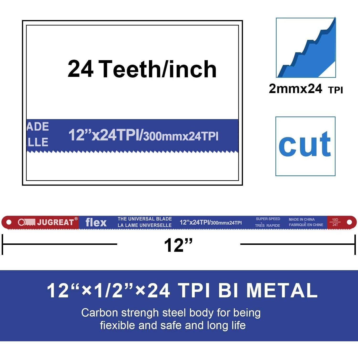 Hojas de sierra de arco JUGREAT 24 TPI 30,48 cm paquete 10