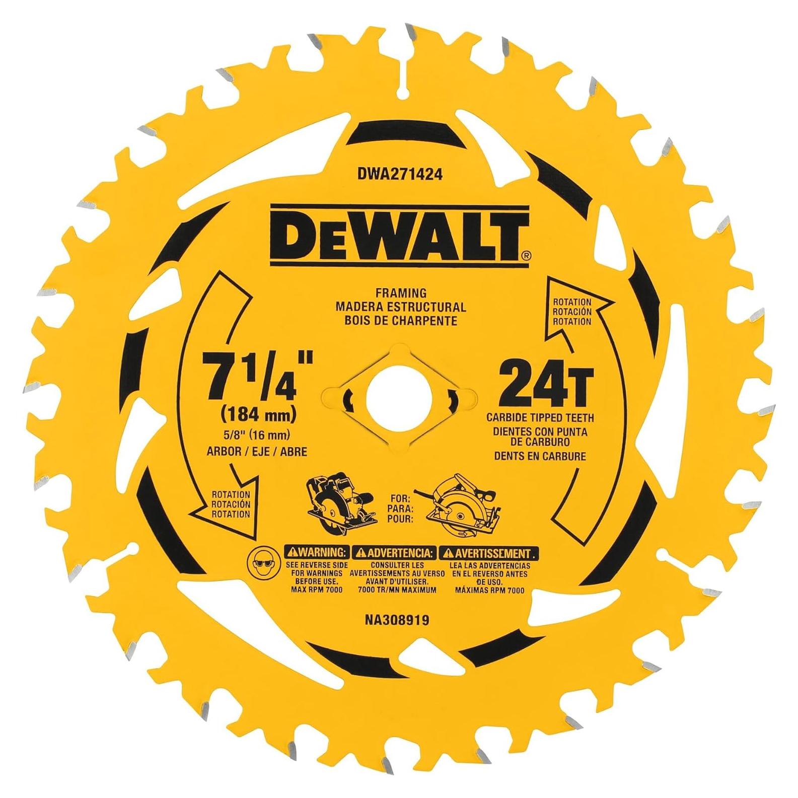 Hoja de Sierra Circular DEWALT 18.54 cm 24T 2-Pack DWA271424PK2