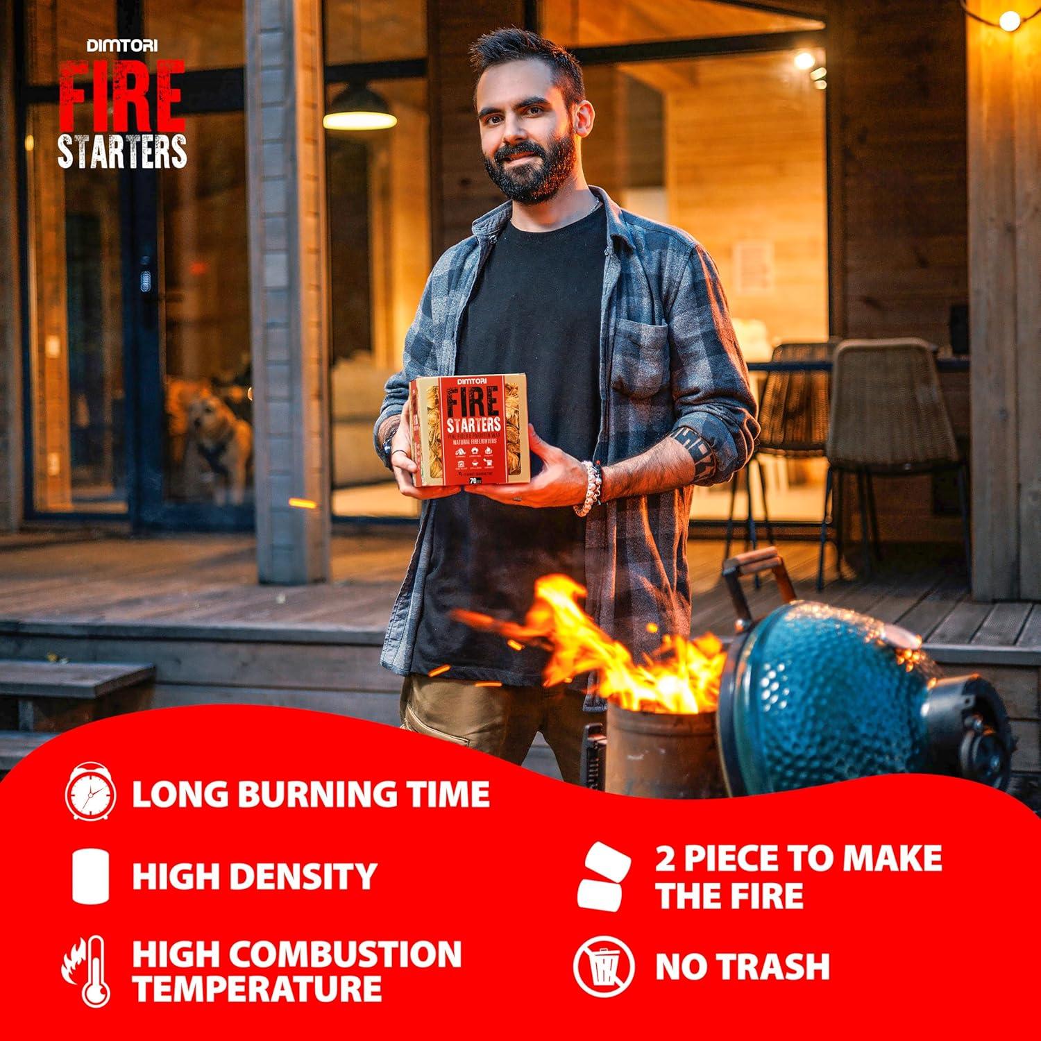 Encendedores de Fuego DIMTORI 70 Piezas Ecológicos para Parrillas