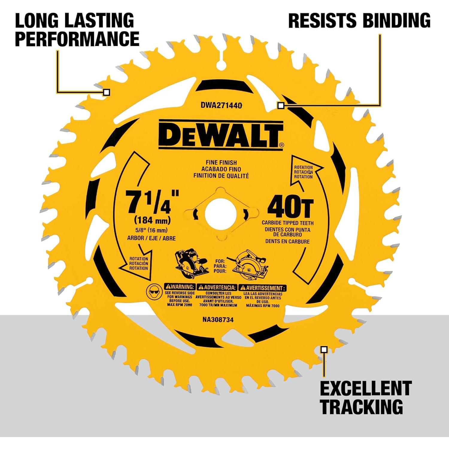 Hoja de sierra circular DEWALT 40T 24.64cm para madera