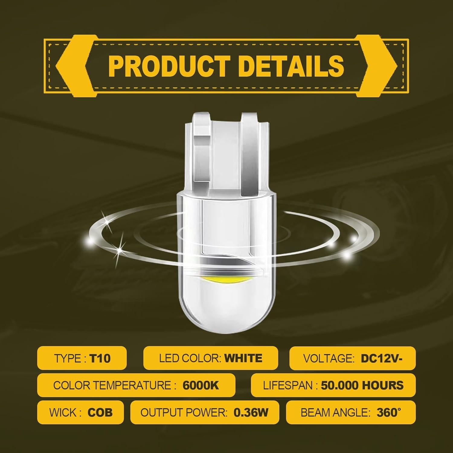 30 Bombillas LED 194 RBOKO 6000K T10 para Coche