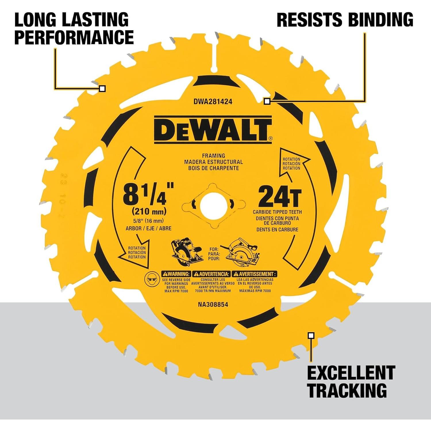 Hoja de Sierra Circular DEWALT 21 cm 24T para Madera