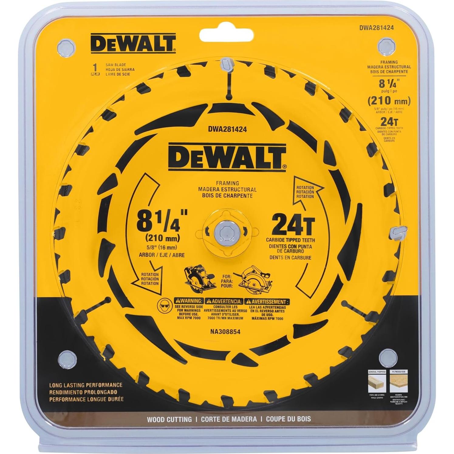 Hoja de Sierra Circular DEWALT 21 cm 24T para Madera