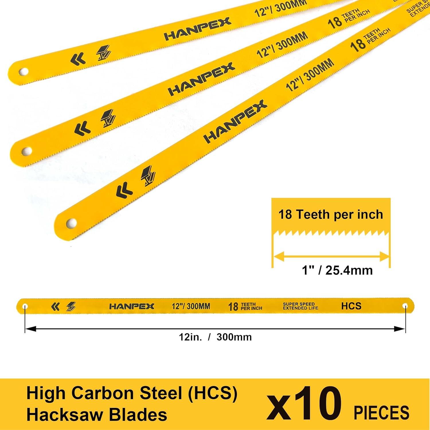 Hojas de sierra de arco Hanpex 10pk 30cm 24 TPI HCS
