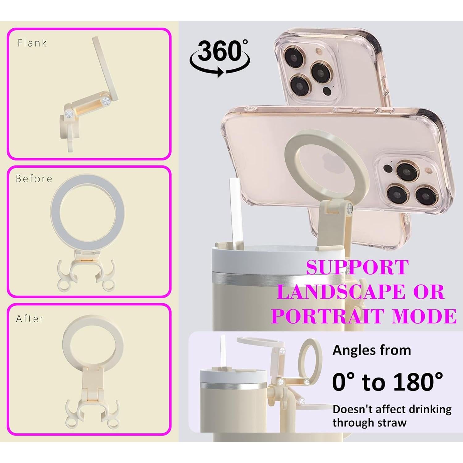 Soporte Magnético para Teléfono CUPTURNER Stanley 5x5 cm