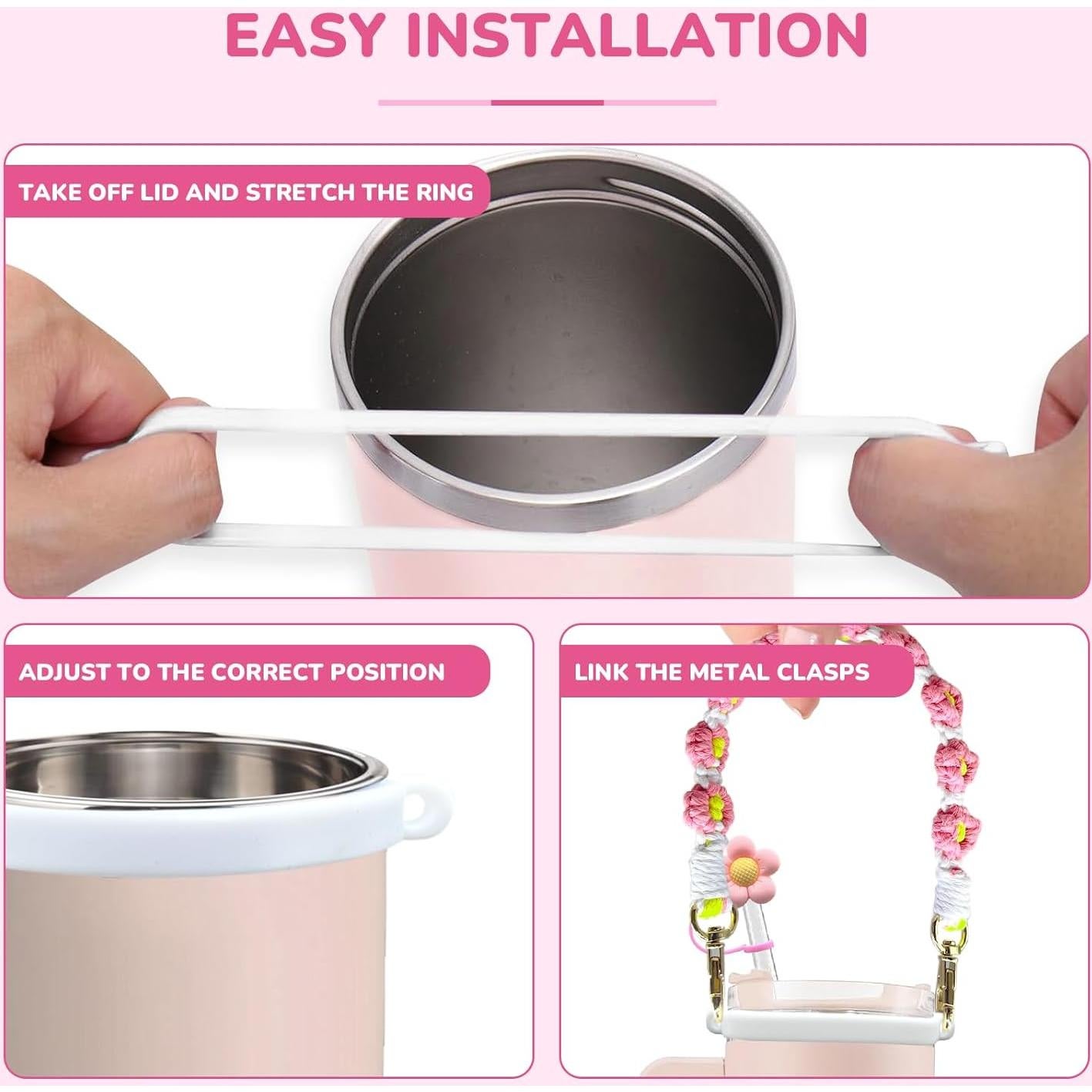 Juego de Accesorios Beofinest para Taza Stanley Rosa