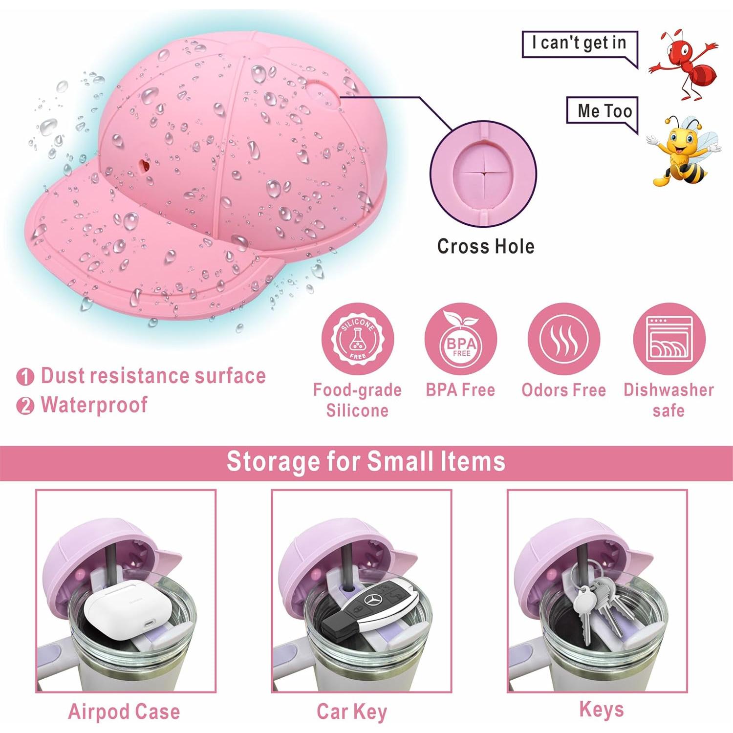 Tapa de Silicona Rhewatin para Stanley Cup 40oz Rosa