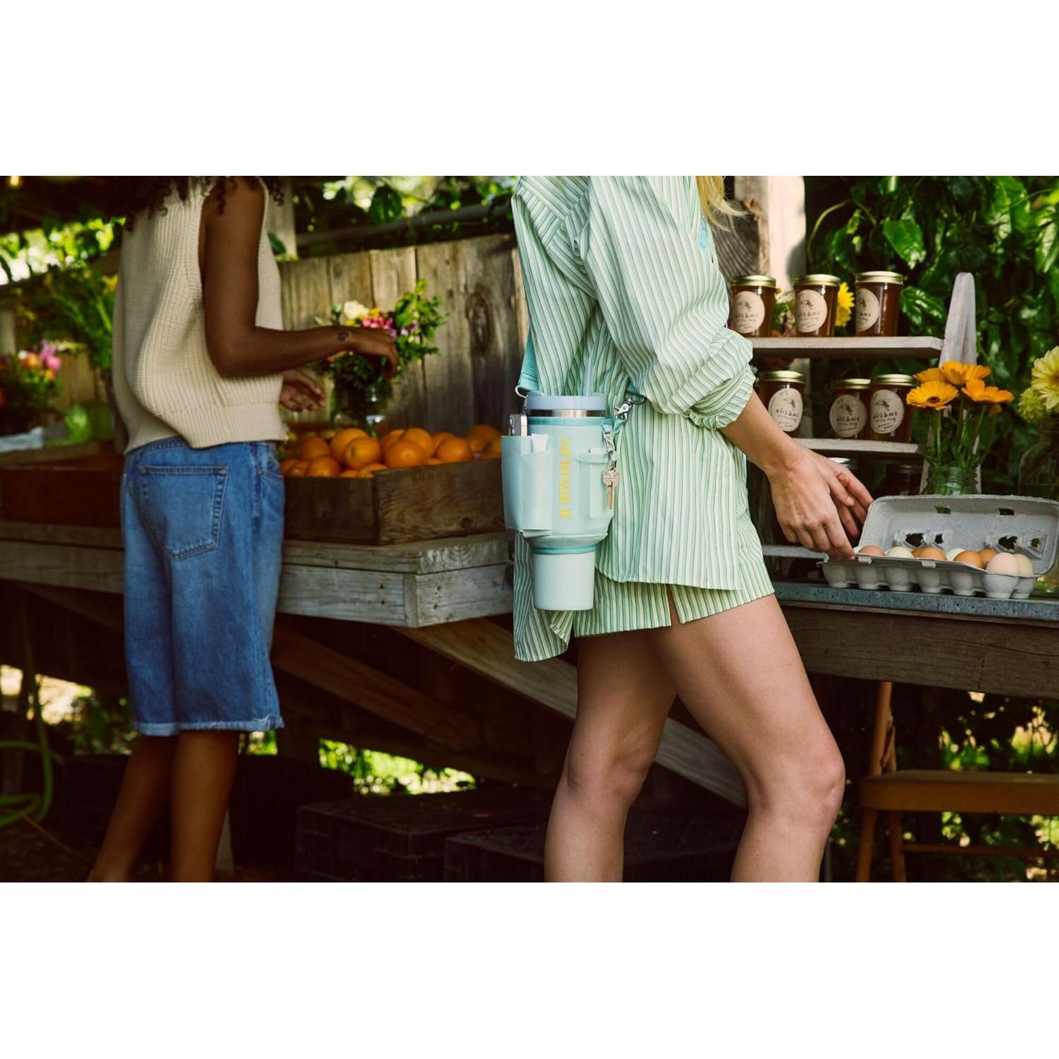 All Day Quencher Carry All for 40 oz Tumbler with Handle | Crossbody Bag with Phone Holder Pocket, Card Sleeve & Detachable Strap | Water Bottle Carrier Bag | BPA-Free |