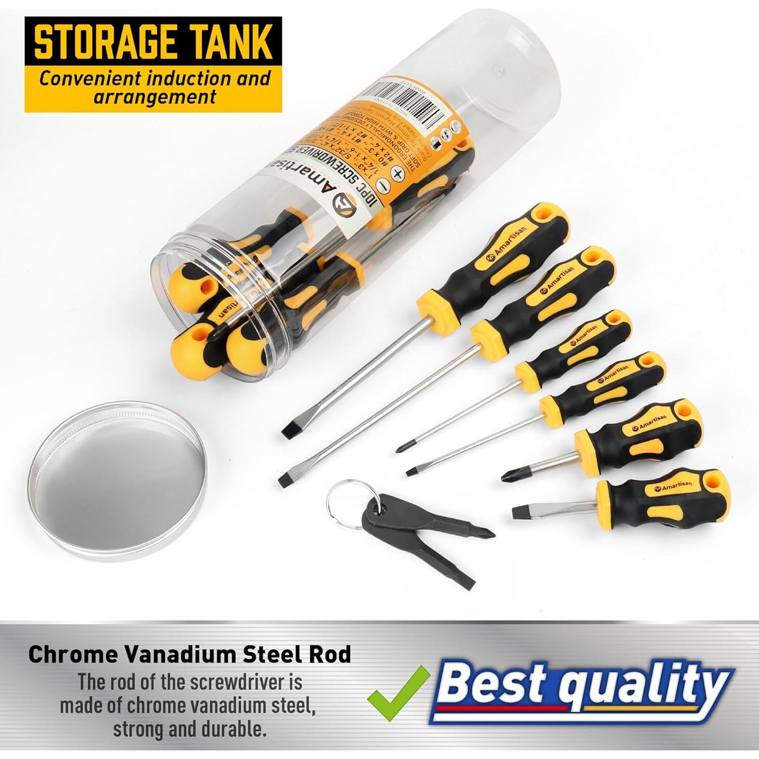 Juego de Destornilladores Magnéticos Amartisan 10 Piezas