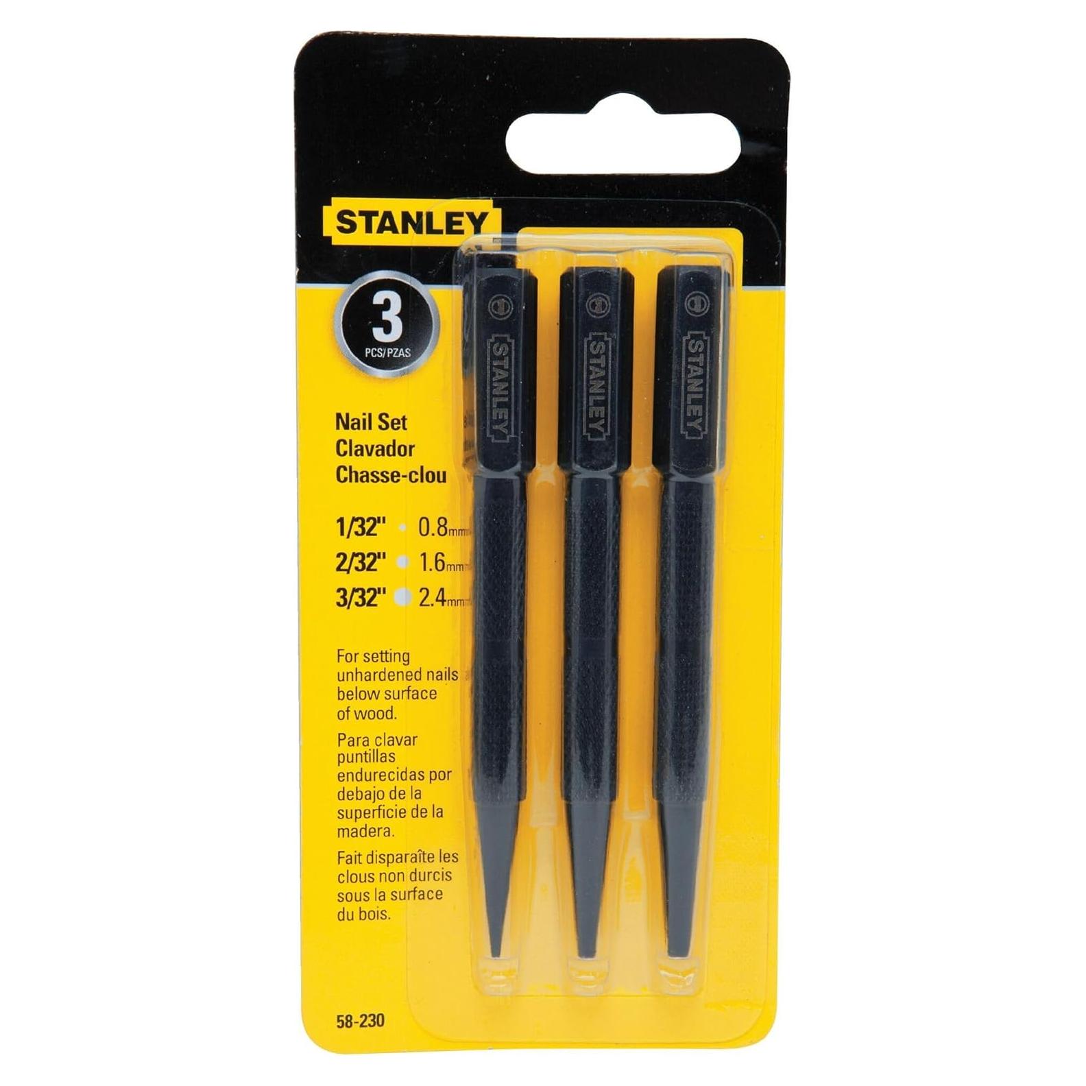 Clavador STANLEY 3 Piezas Acero 58-230 Multicolor