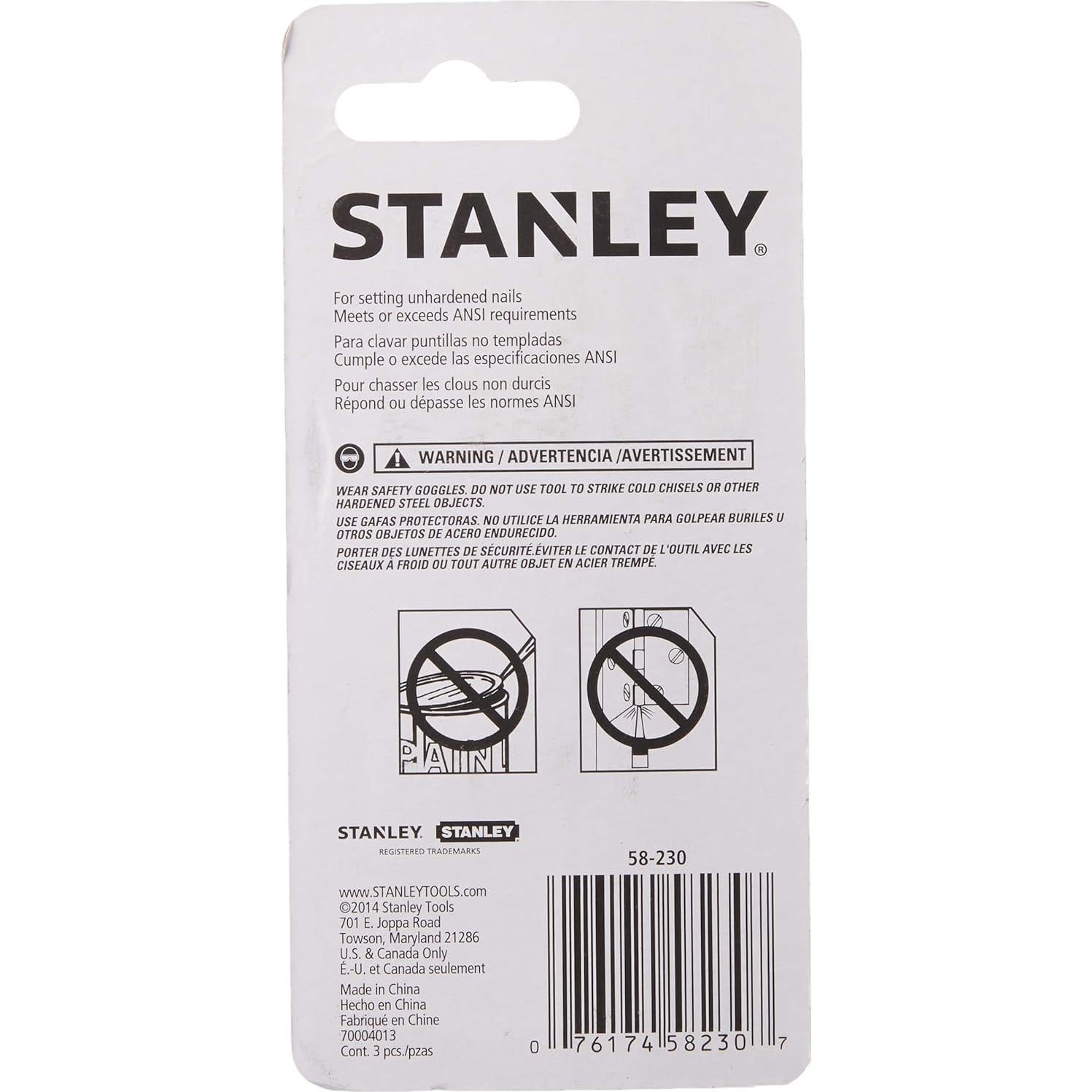 Clavador STANLEY 3 Piezas Acero 58-230 Multicolor