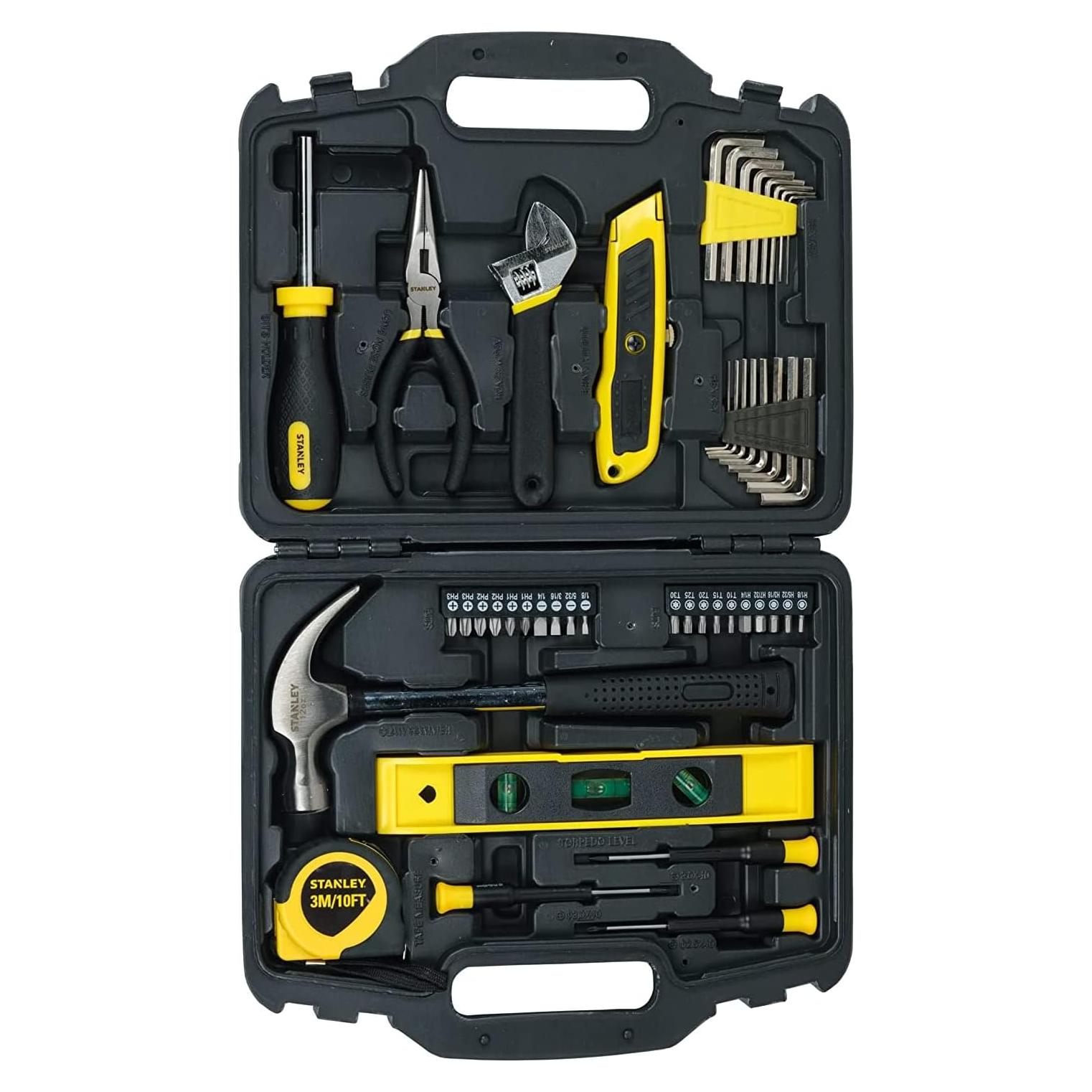 STHT74981 Small Home Tool Kit For Home & DIY Use(47-pieces) - Includes Screwdriver, Hammer, Wrench, Pliers, Measurement Tape, Knife, Magnetic Drivers, Tool Box