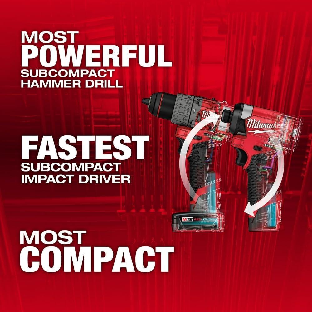 Taladro Percusión Milwaukee M12 FUEL + Destornillador Impacto