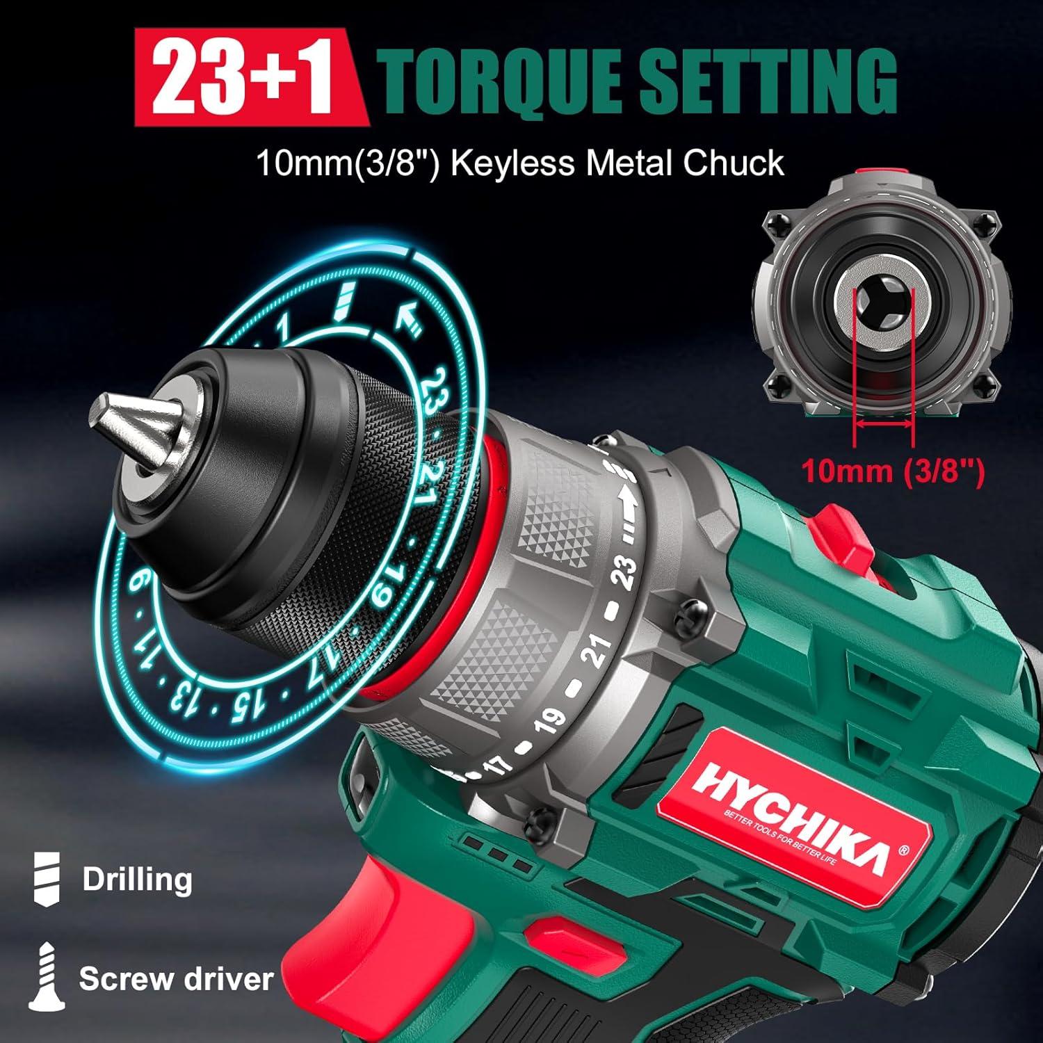 Taladro Inalámbrico HYCHIKA 16.8V Sin Escobillas 410 Nm