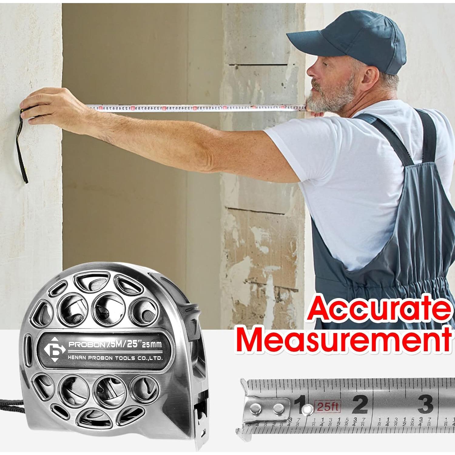 Cinta Métrica HOTBEST 7.5m Acero Inoxidable Doble Cara