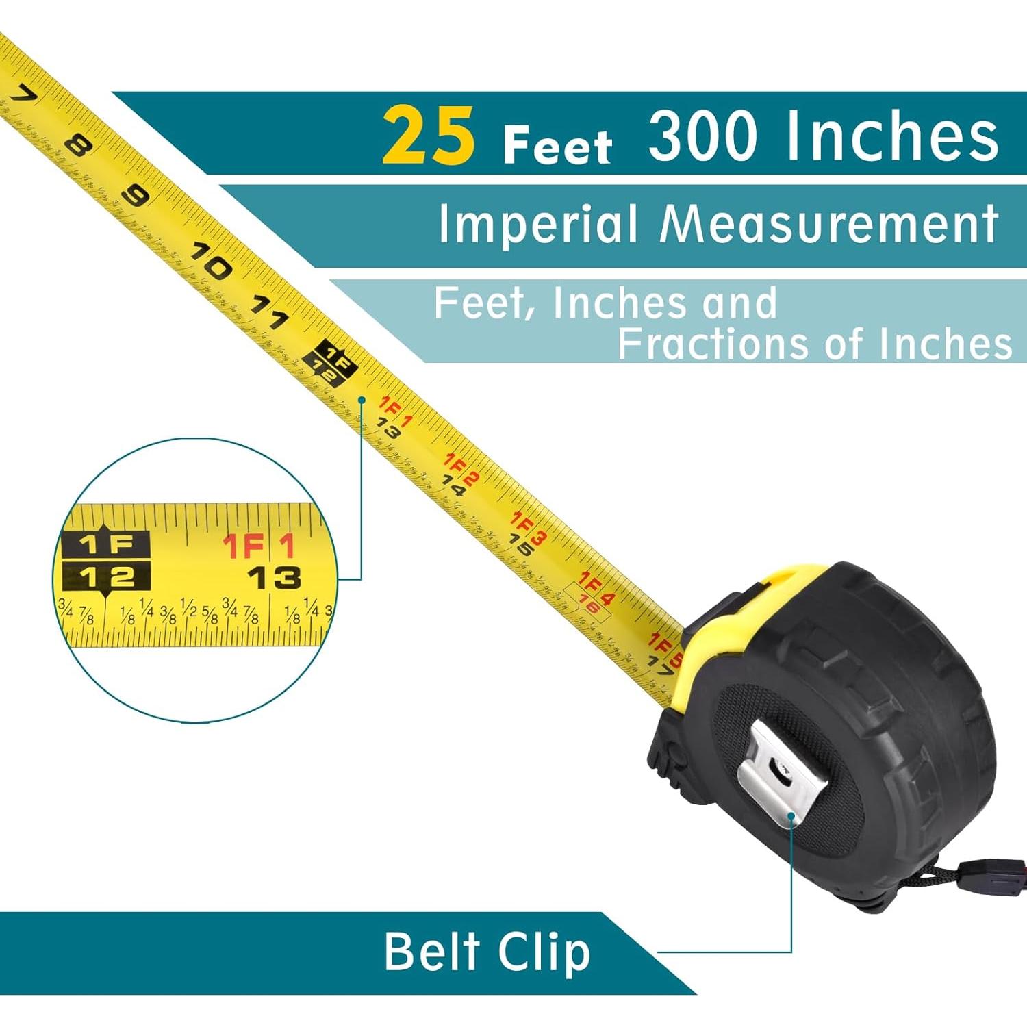 Cinta Métrica ALLWIN 7.6m Retráctil con Fracciones