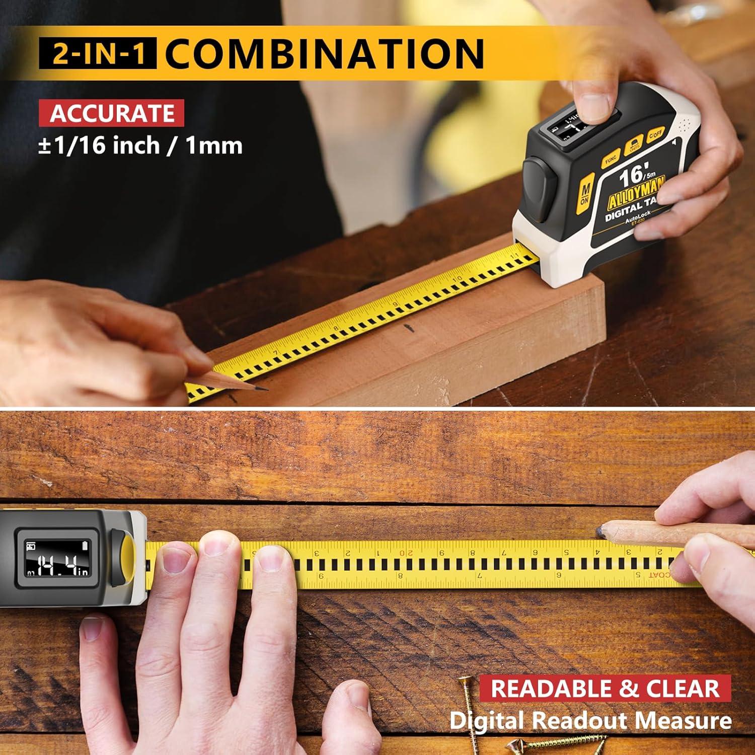Cinta Métrica Digital Alloyman 4.88m 6 Unidades 4 Modos