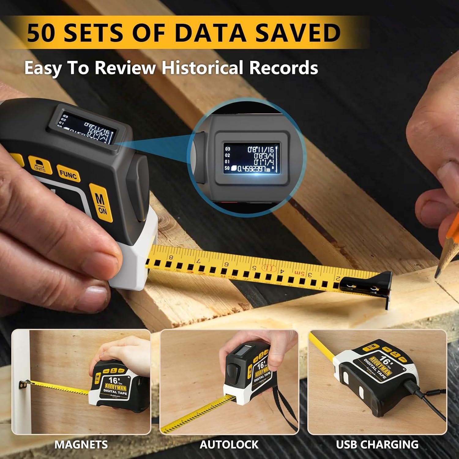 Cinta Métrica Digital Alloyman 4.88m 6 Unidades 4 Modos