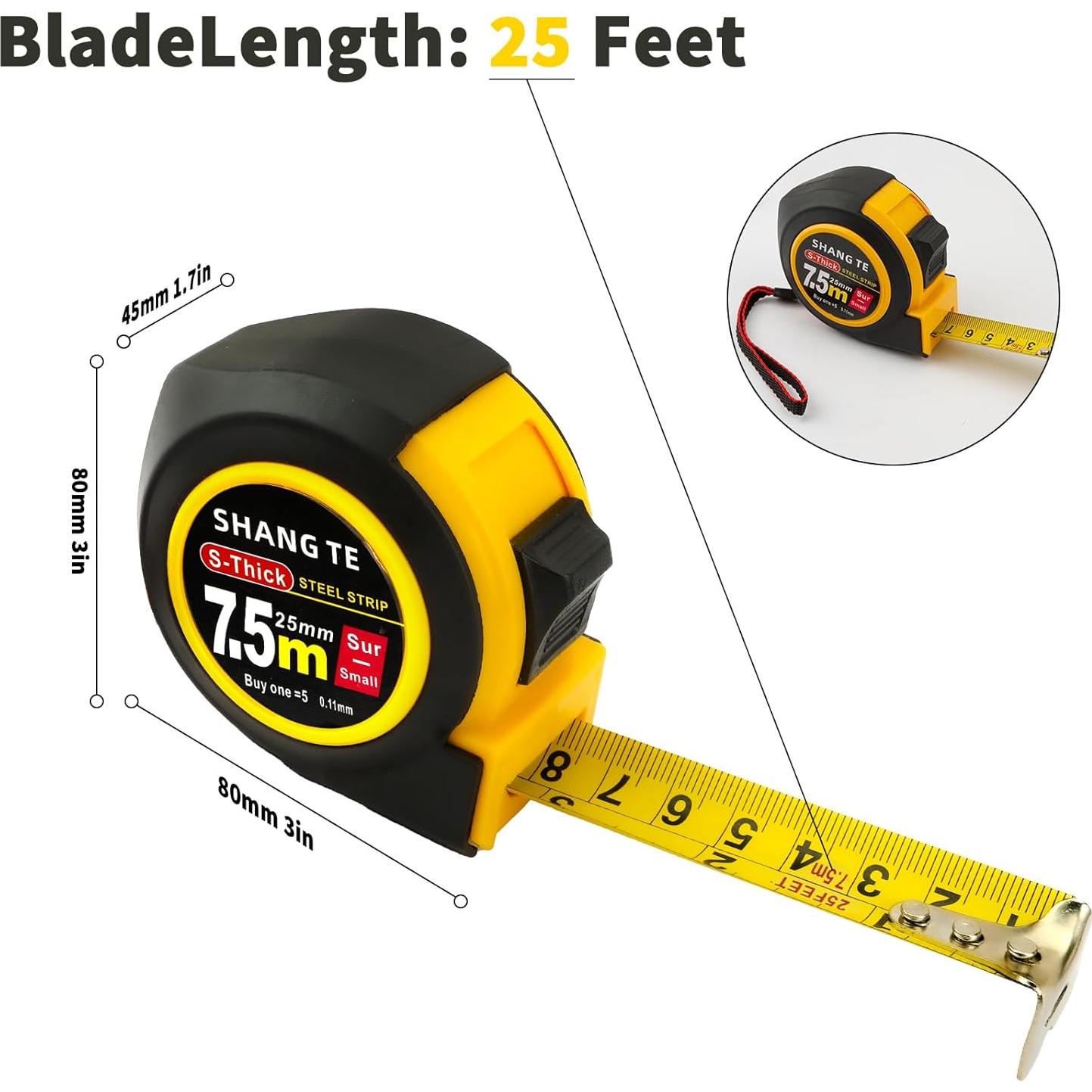 Cinta Métrica 7.6m Yekepal Retráctil con Bloqueo Automático