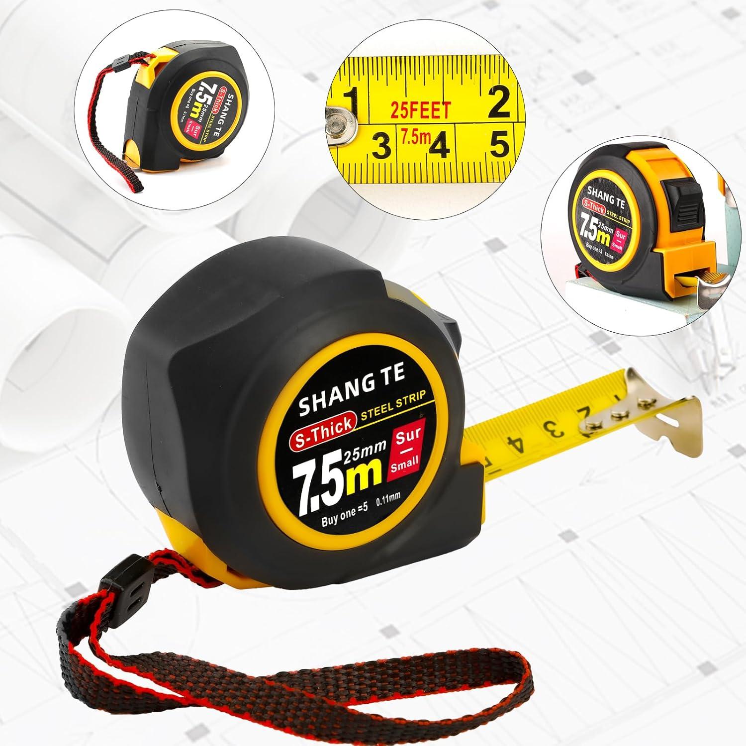 Cinta Métrica 7.6m Yekepal Retráctil con Bloqueo Automático