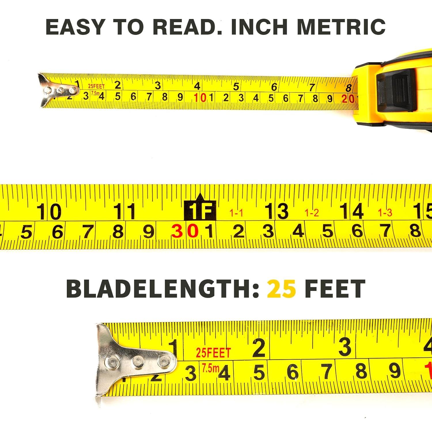 Cinta Métrica 7.6m Yekepal Retráctil con Bloqueo Automático