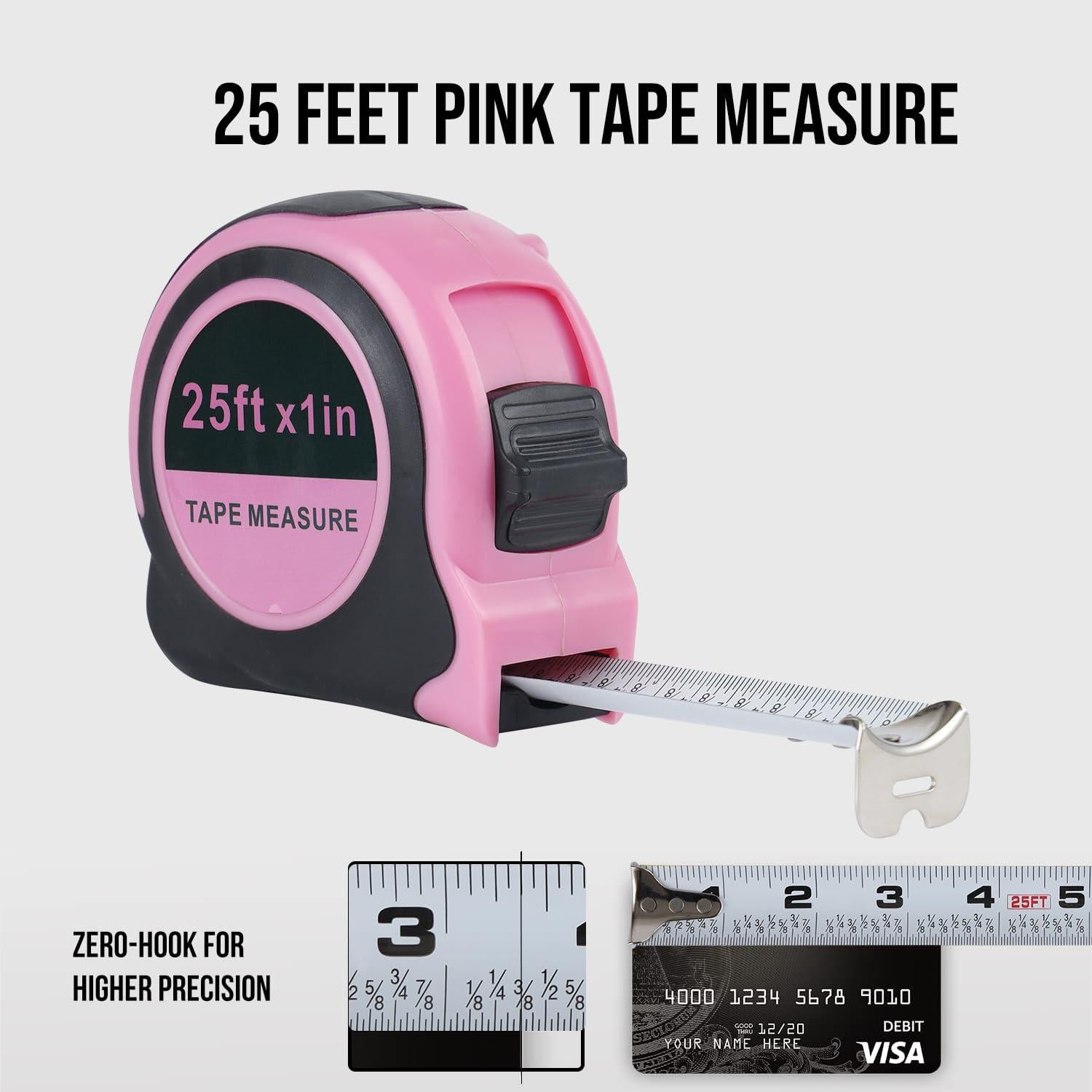 Cinta Métrica Lichamp 7.62m x 2.54cm Rosa Retráctil