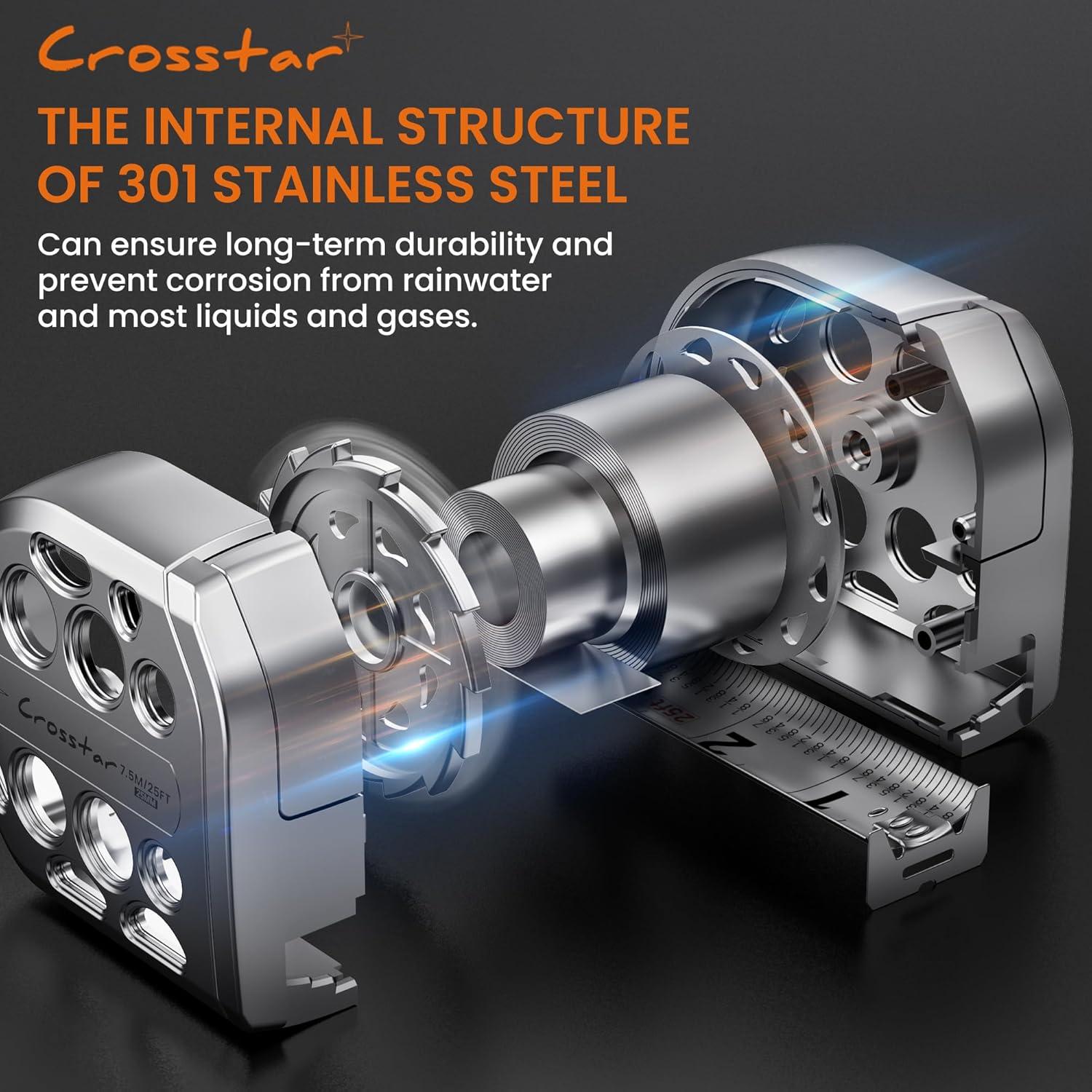 Cinta Métrica Crosstar 7,62m Doble Cara Magnética Impermeable