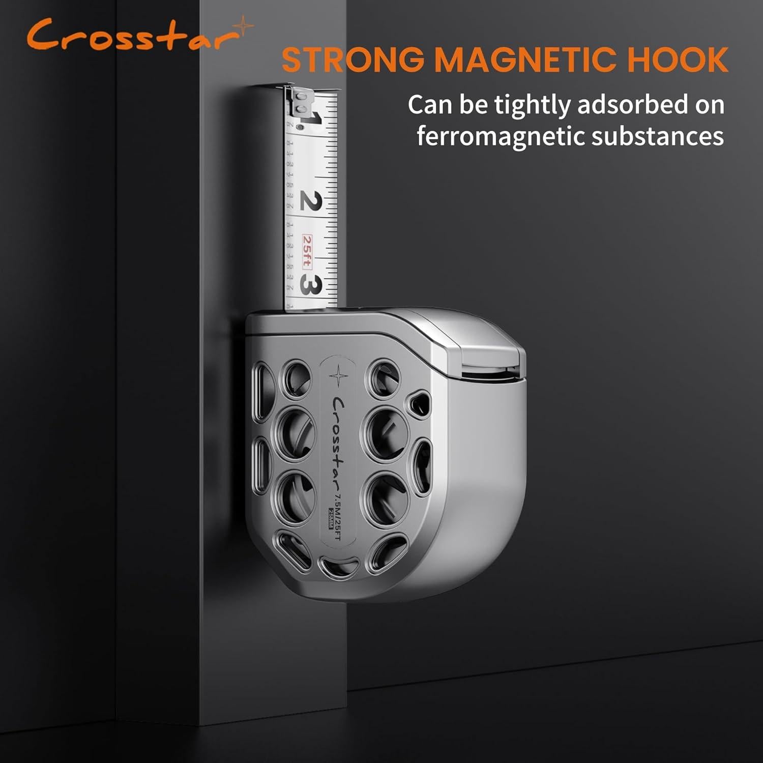 Cinta Métrica Crosstar 7,62m Doble Cara Magnética Impermeable