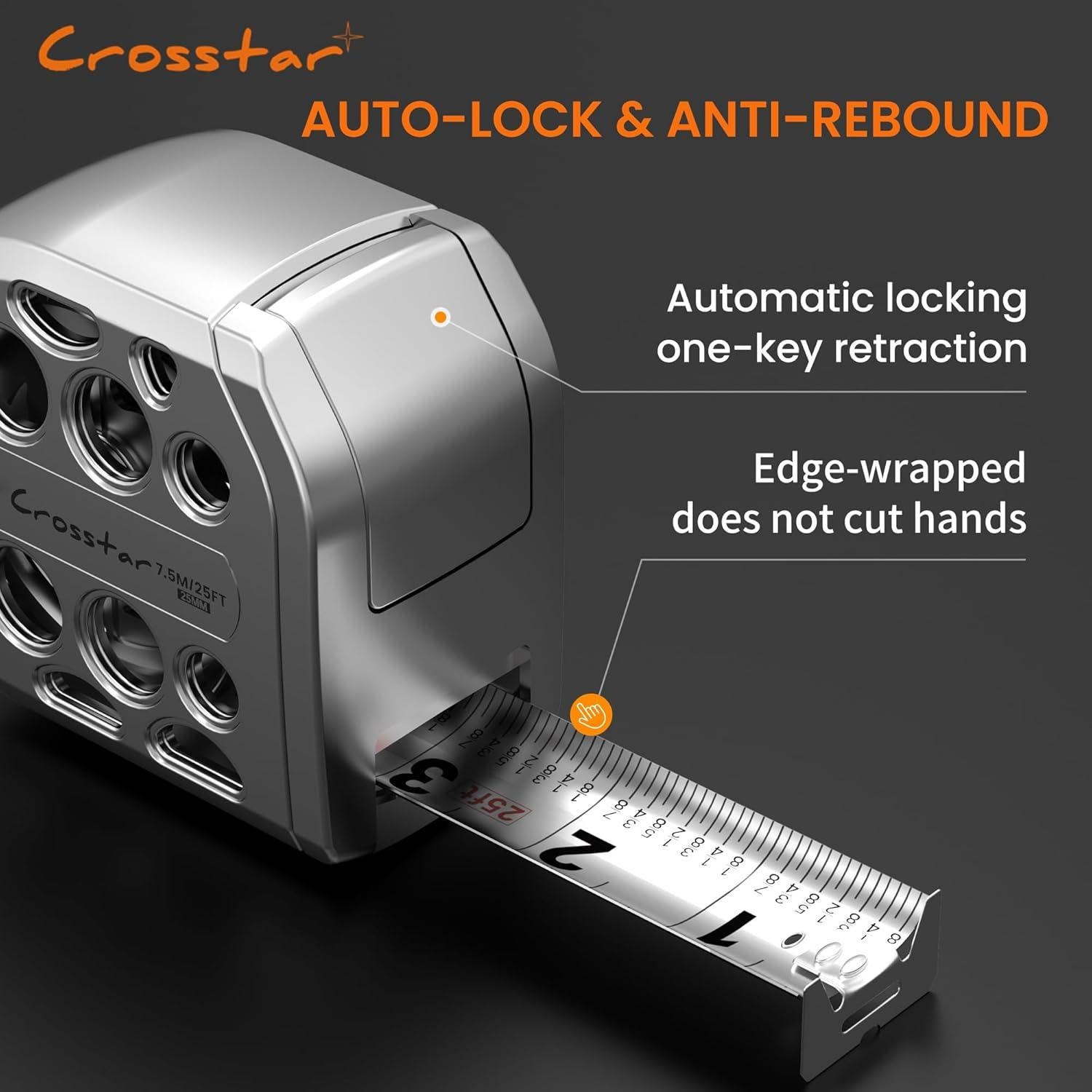 Cinta Métrica Crosstar 7,62m Doble Cara Magnética Impermeable