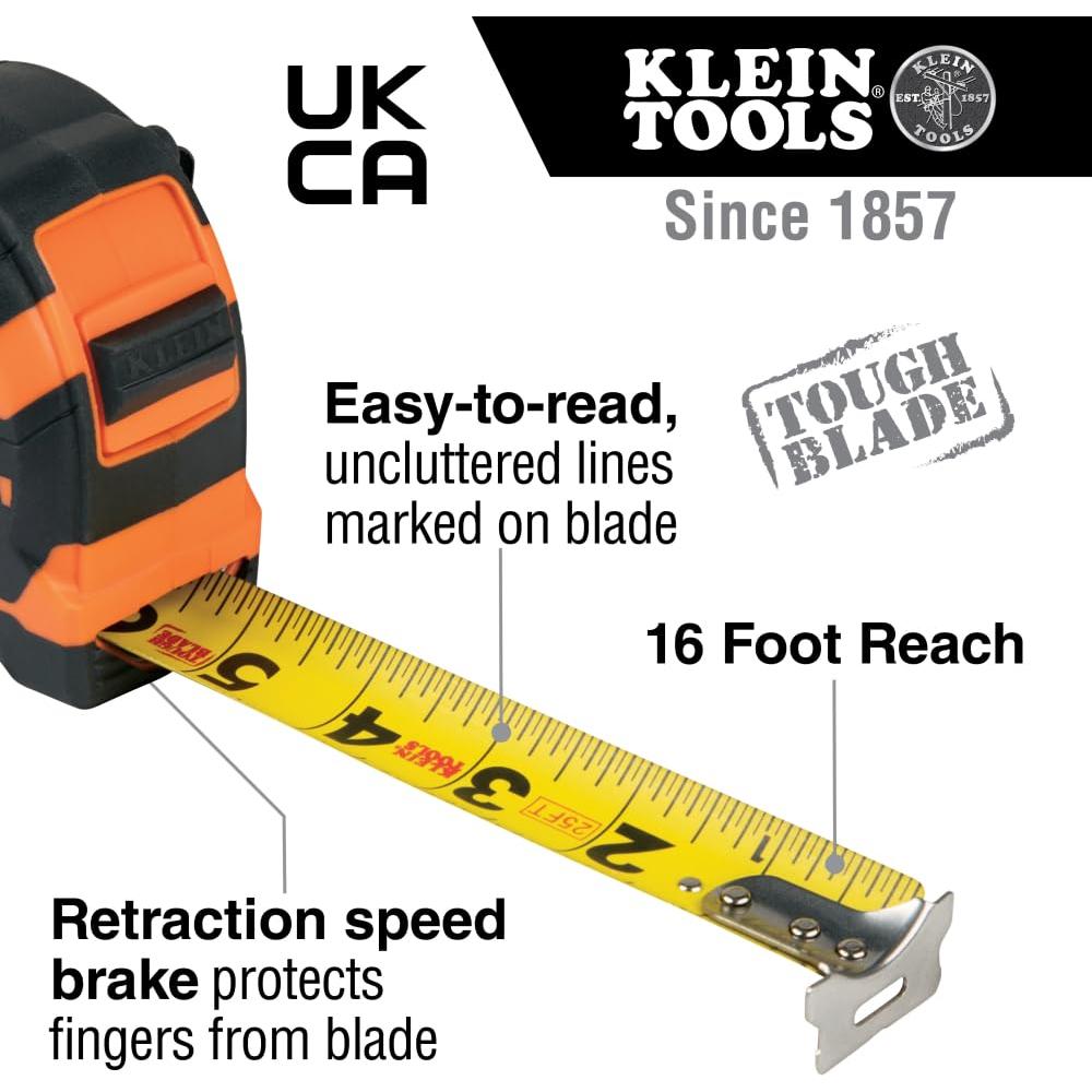 Cinta Métrica Klein Tools 9135, 10,67 m, Resistente y Precisa