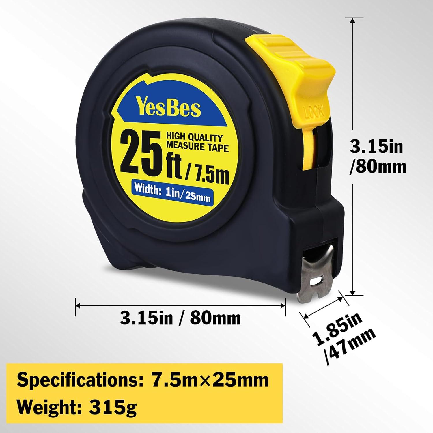 Cinta Métrica Retráctil YesBes 7,5 m Paquete de 10