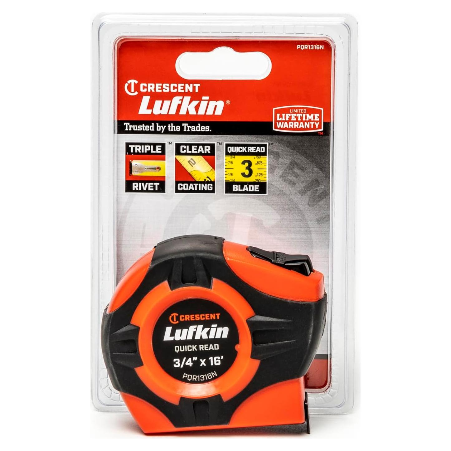 Cinta métrica Lufkin PQR1316N 4.88 m naranja alta visibilidad