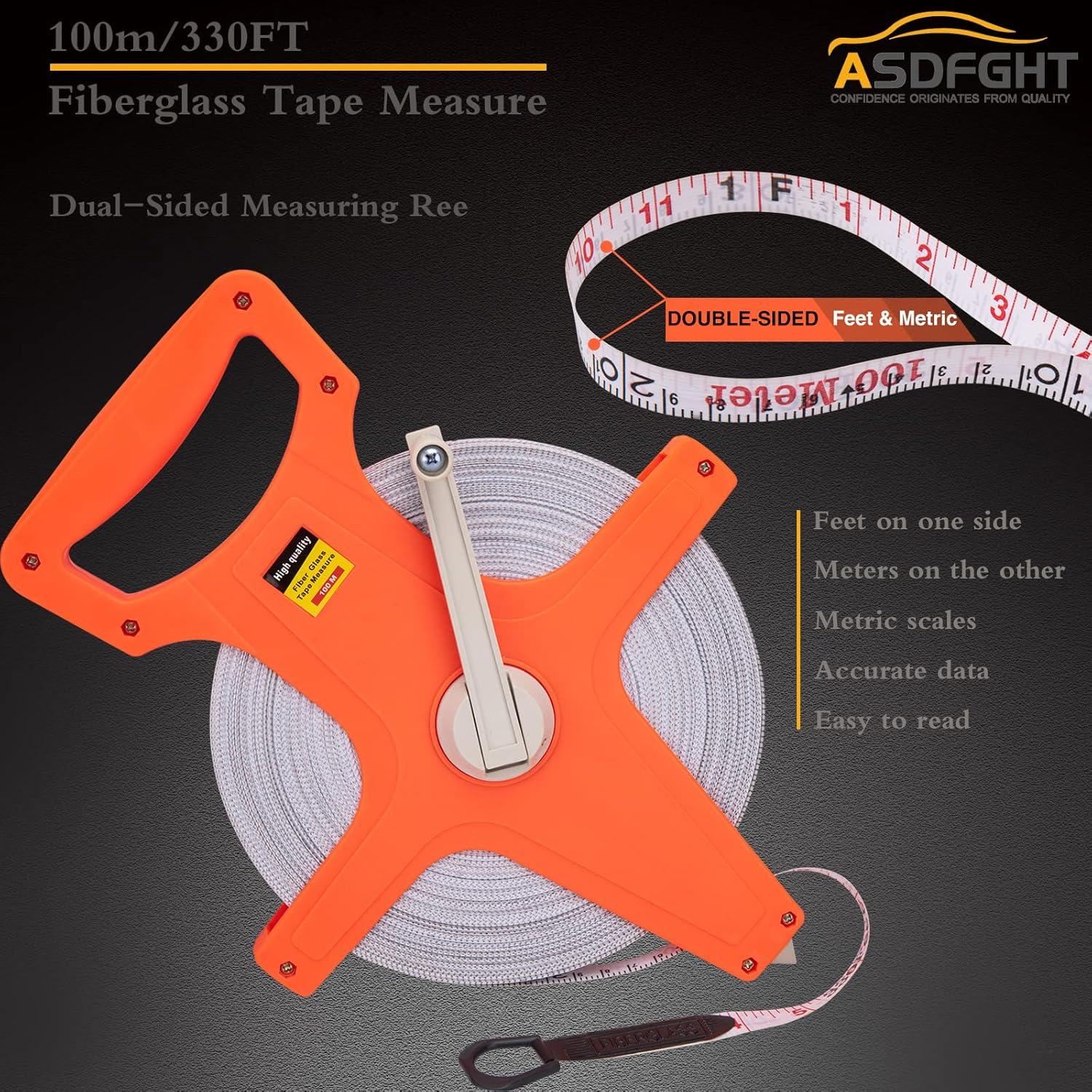 Cinta Métrica 100m ASDFGHT Doble Lado Fibra de Vidrio