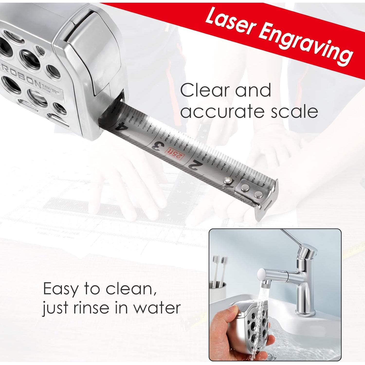 Cinta Métrica Retráctil LYIYEYAN 7.5m Acero Inoxidable